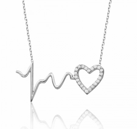 925 Ayar Gümüş Kalbim Senin İçin Atıyor Kolye - Tesbihane