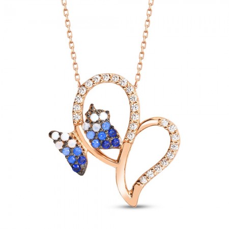 925 Ayar Gümüş Kalbimin Kelebeği Kolye - Tesbihane