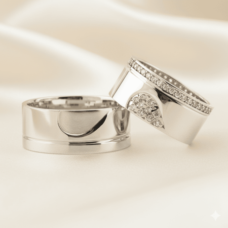 Kalbimin Sahibi Tasarım 925 Ayar Gümüş Çift Alyans - Tesbihane