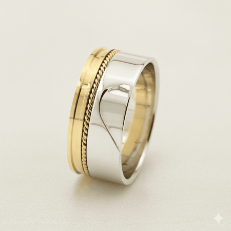 Kalbimin Sahibi ve Örgü Tasarım 925 Ayar Gümüş Erkek Alyans - Tesbihane