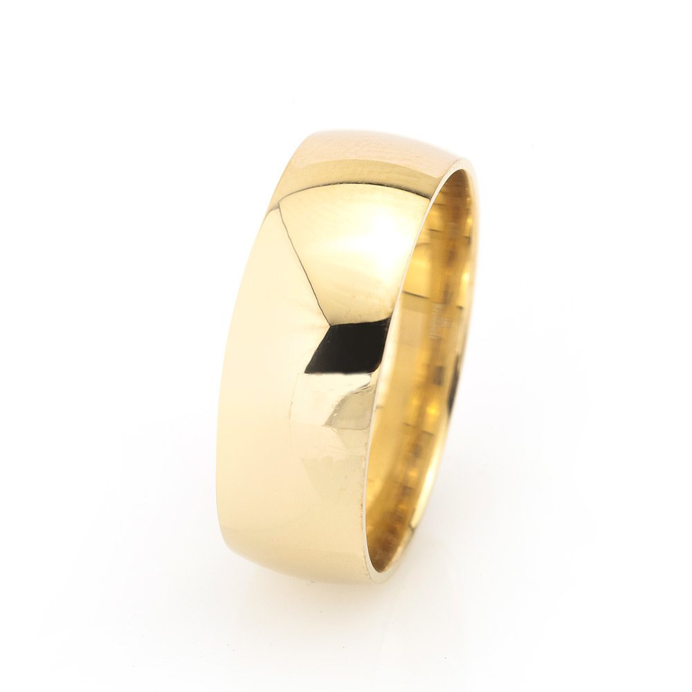 Klasik Tasarım Zarif Model Gold Renk 925 Ayar Gümüş Erkek Alyans - 1