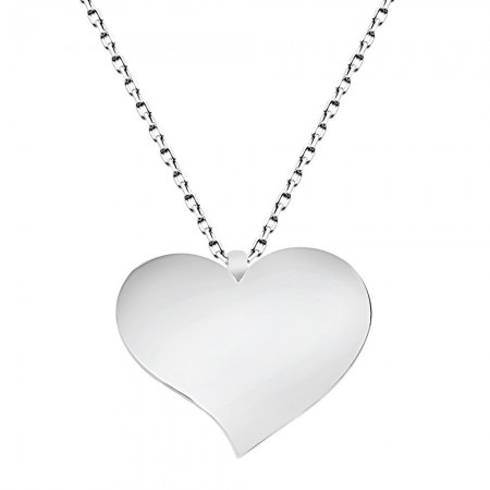 925 Ayar Gümüş Kalp Tasarım  Kolye - Tesbihane