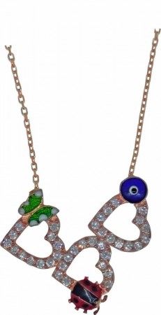 925 Ayar Gümüş Kalpli Kolye -5- - Tesbihane