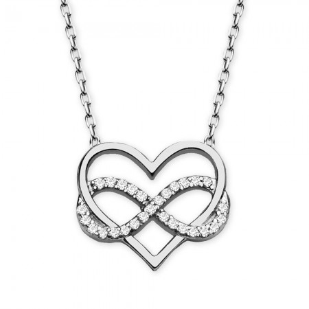 Kalpli Sonsuzluk Tasarım 925 Ayar Gümüş Kolye - Tesbihane