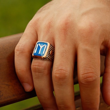 925 Ayar Gümüş Kartal Detaylı Kayı Yüzük - Tesbihane