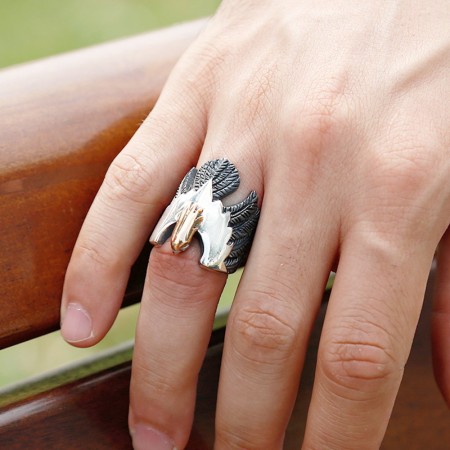 925 Ayar Gümüş Kartal Model Yüzük - Tesbihane