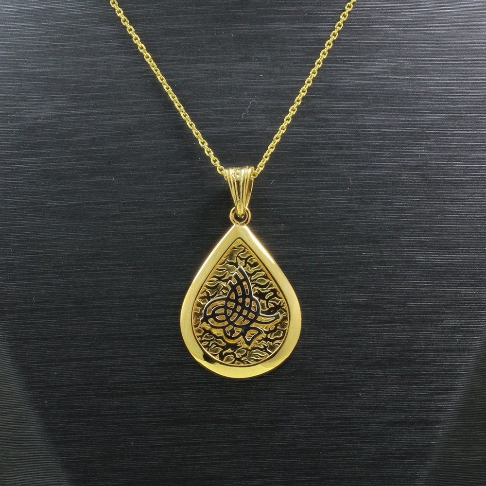 925 Ayar Gümüş Kelime-i Tevhit Yazılı Çift Taraflı Bayan Kolye (Model-100) - 3