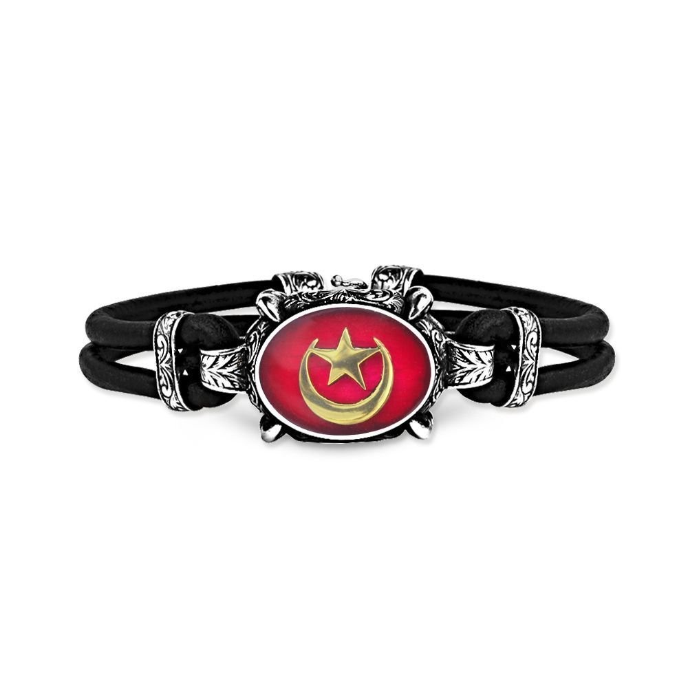 925 Ayar Gümüş Kırmızı Mineli Ayyıldız Bileklik - 1