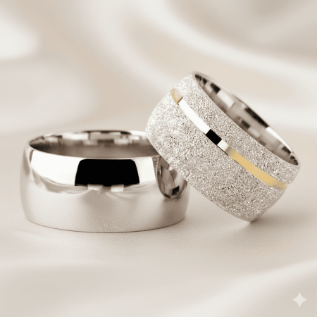 Klasik Model Şeritli Tasarım 925 Ayar Gümüş Çift Alyans - Tesbihane