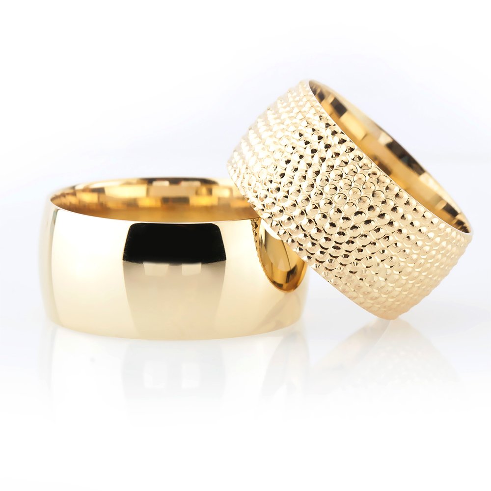 Klasik Model Yoğun İşlemeli 925 Ayar Gümüş Çift Alyans - 2