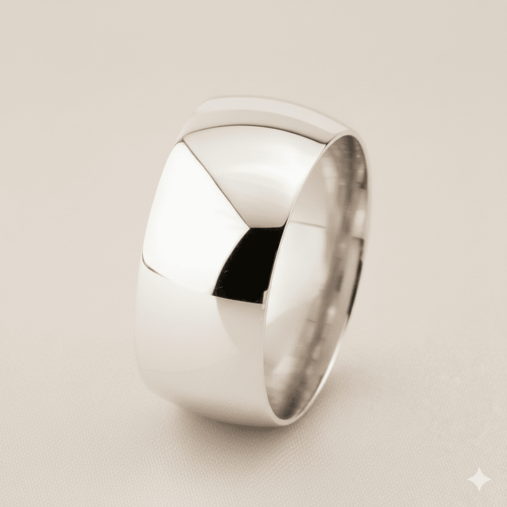 Klasik Tasarım Bombeli 925 Ayar Gümüş Erkek Alyans - M4 - 1