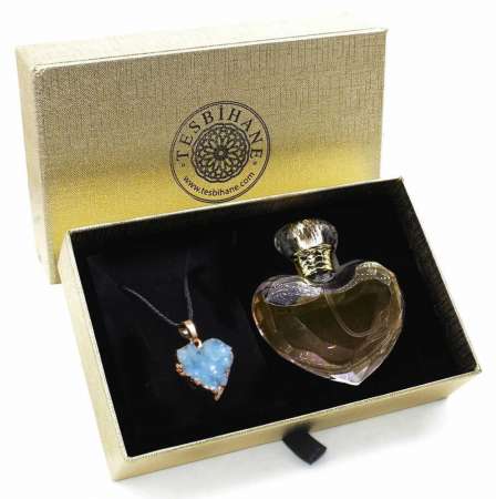 Kuvars Doğaltaşlı 925 Ayar Gümüş Bayan Kolye ve Parfüm Seti - Tesbihane