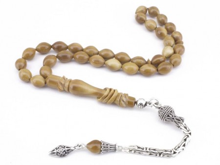 925 Ayar Gümüş Kral Püsküllü Mevlevi İmameli Arpa Kesim Kuka Tesbih - Tesbihane