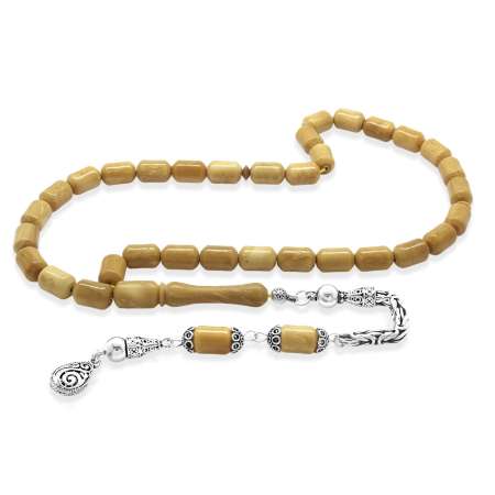 925 Ayar Gümüş Kral Zincir Püsküllü Uçlu Kapsül Kesim Exclusive Renk Kuka Tesbih - Tesbihane