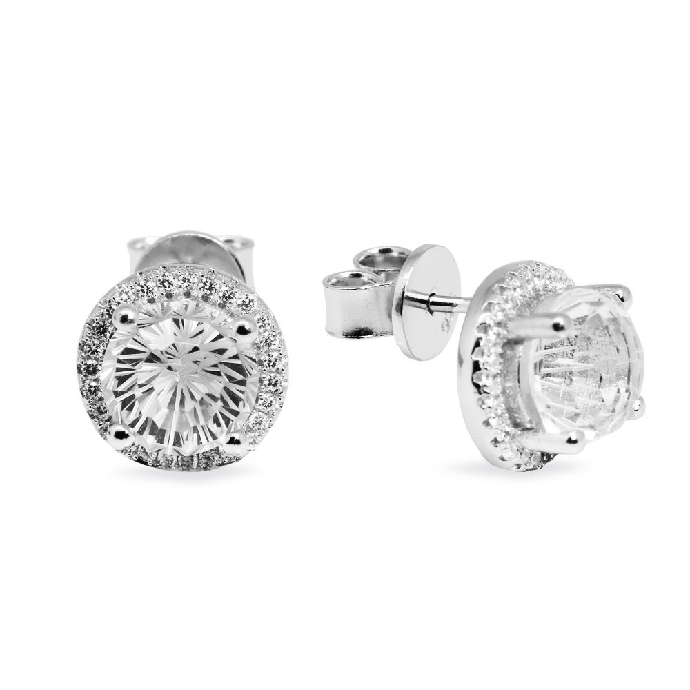 Zirkon Taşlı Kristal Tasarım 925 Ayar Gümüş Küpe - 2