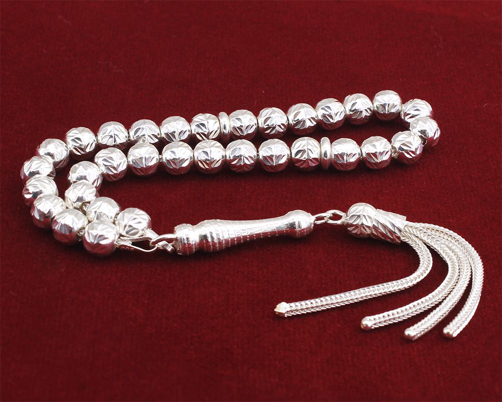 925 Ayar Gümüş Küre  Kesim Tesbih - 1