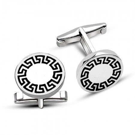 925 Ayar Gümüş Labirent Tasarım Kol Düğmesi - Tesbihane