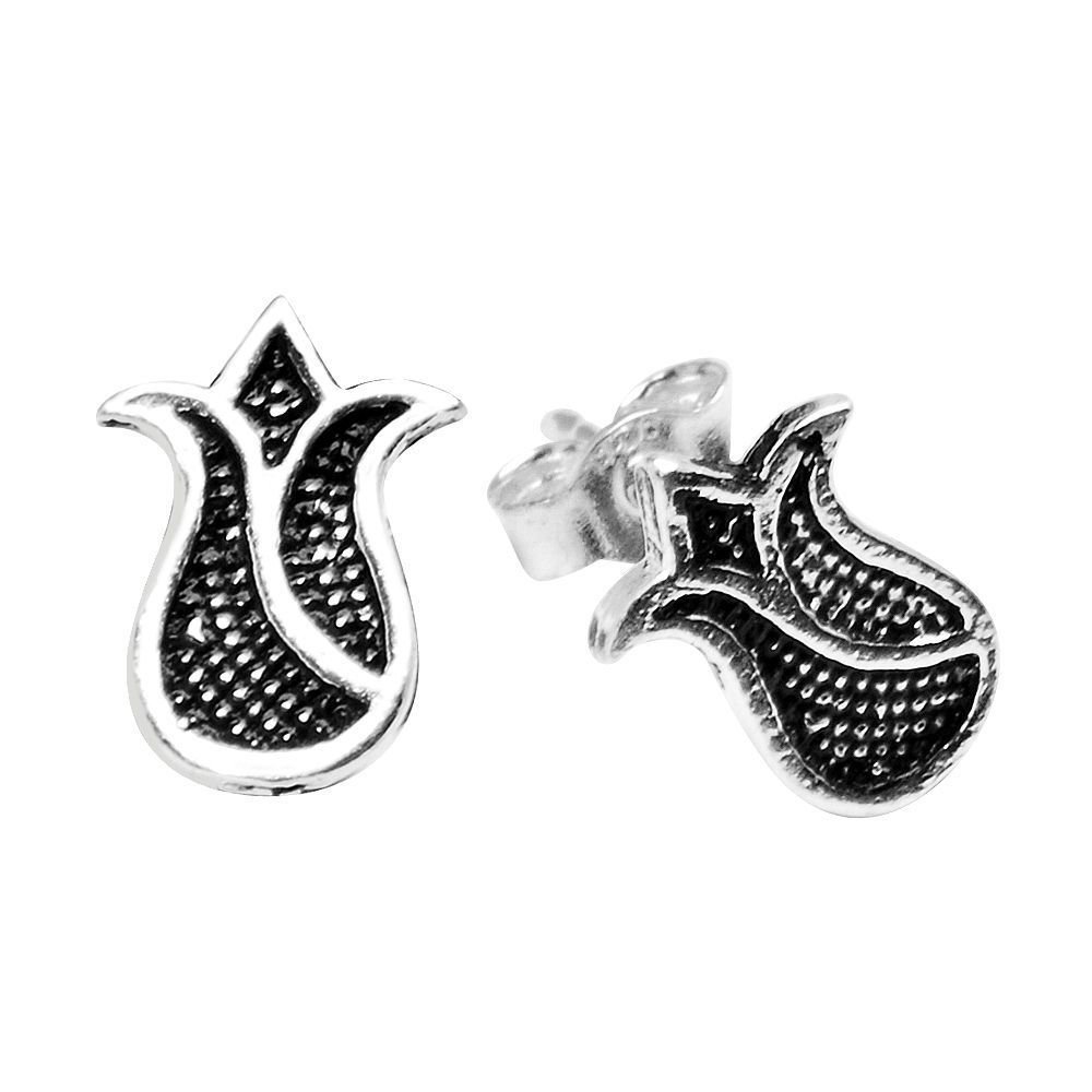 925 Ayar Gümüş Lale Model Küpe - 1