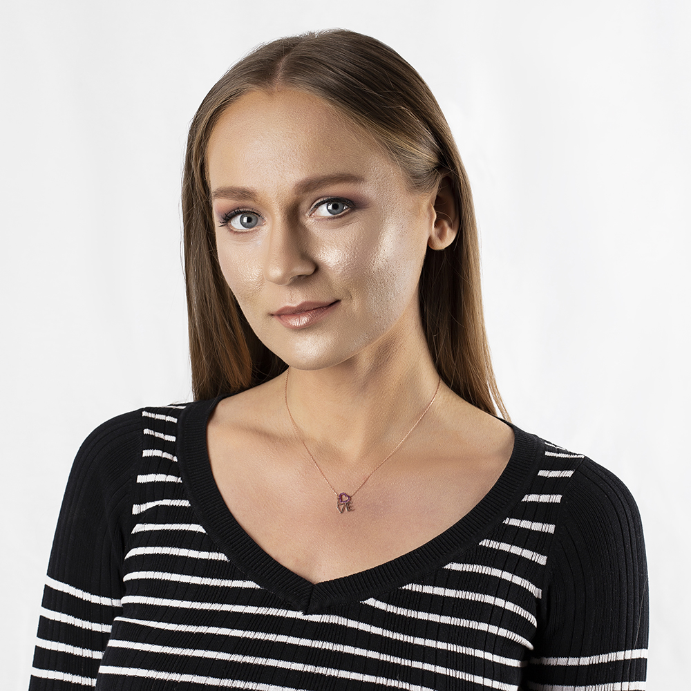 Pembe Zirkon Taşlı Love Kalp Tasarım 925 Ayar Gümüş Bayan Kolye - 2