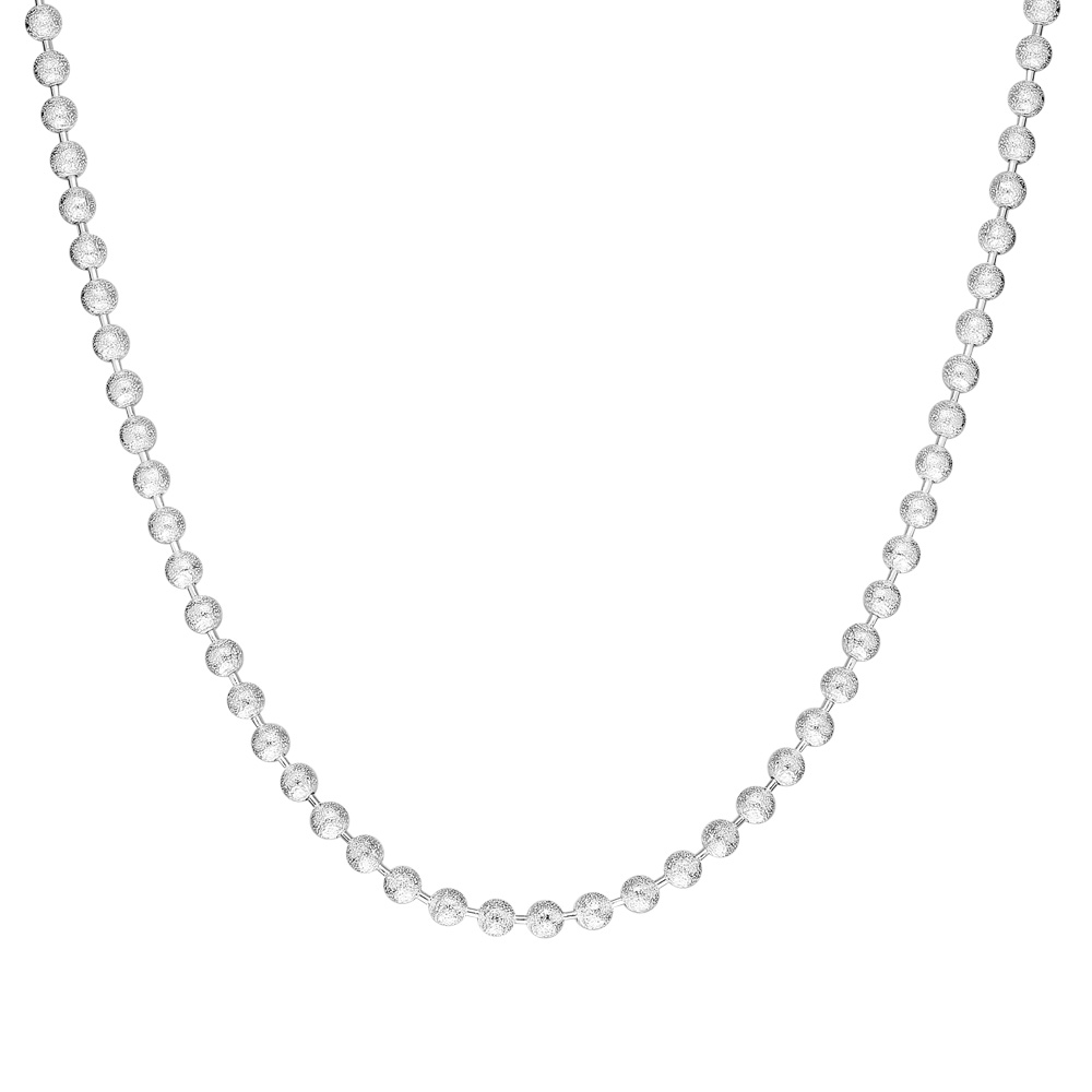 925 Ayar Gümüş Mat Ball Chain Bayan Zincir Kolye - 3