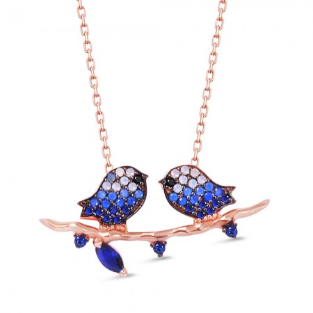 925 Ayar Gümüş Mavi Dağ Kuşu Kolye - Tesbihane