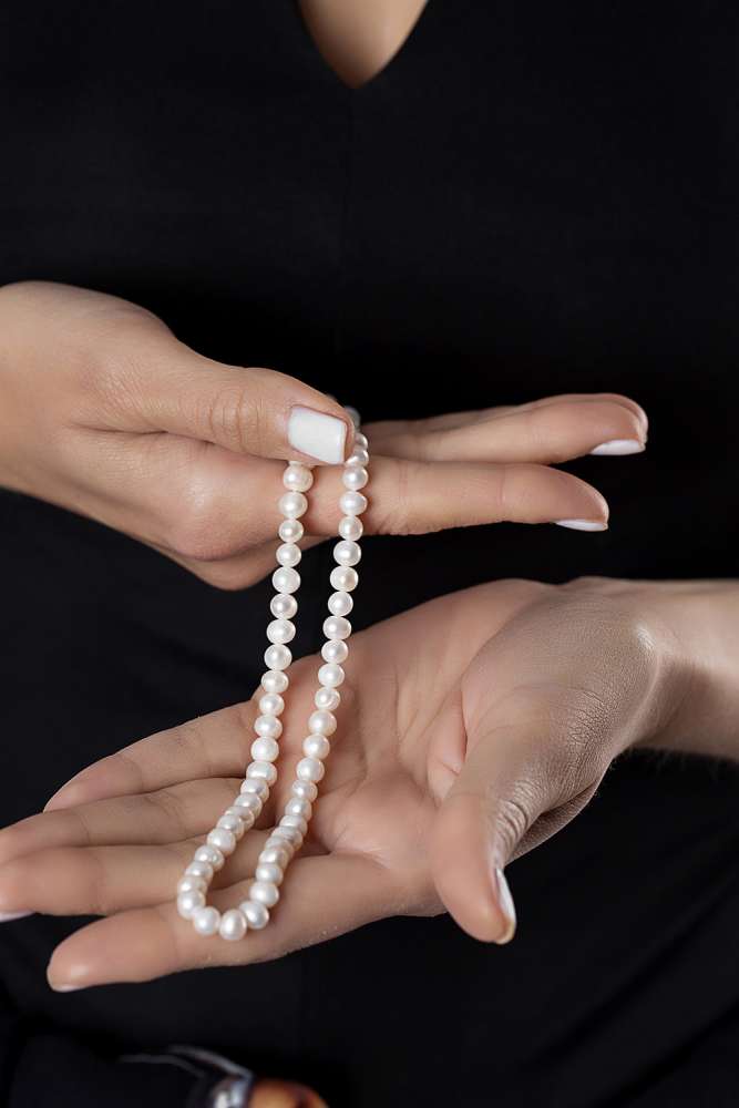 925 Ayar Gümüş Mekanizmalı 45 cm Zarif Mayorka İnci Bayan Kolye - 3