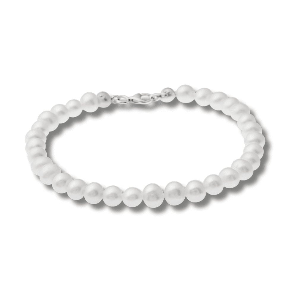 925 Ayar Gümüş Mekanizmalı Zarif Mayorka İnci Bayan Bileklik - 4