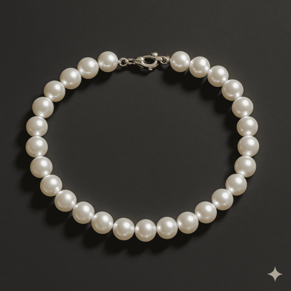 925 Ayar Gümüş Mekanizmalı Zarif Mayorka İnci Bayan Bileklik - 2