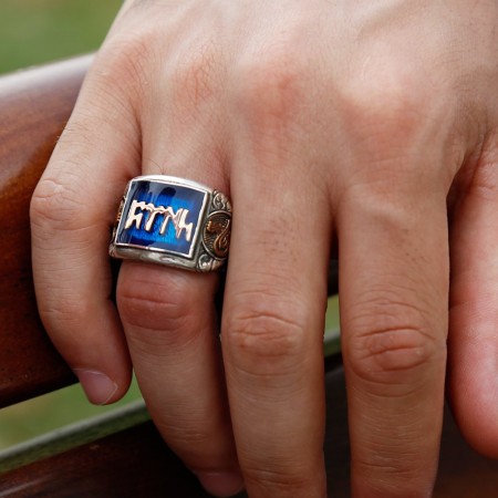 925 Ayar Gümüş Mineli Türk Yüzüğü - Tesbihane