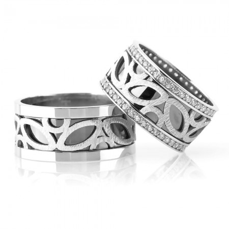 Modern Halka Tasarım 925 Ayar Gümüş Çift Alyans - Tesbihane