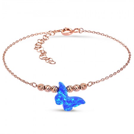 Okyanus Sedefli Kelebek Tasarım 925 Ayar Gümüş Bayan Bileklik - Tesbihane