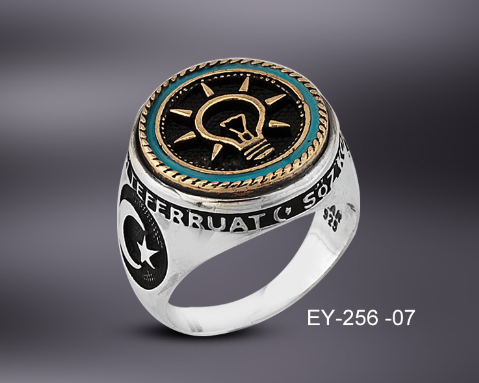 925 Ayar Gümüş Oval Model Ak Parti Yüzük - 1