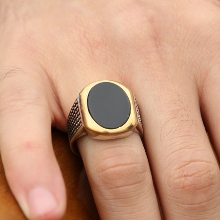 925 Ayar Gümüş Oval Model Oniks Taşlı Yüzük - 2 - Tesbihane