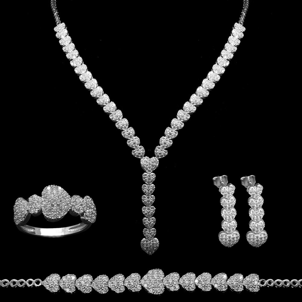 925 Ayar Gümüş Özel Hediye Kutulu Zirkon Taşlı Set (Model-1) - 2