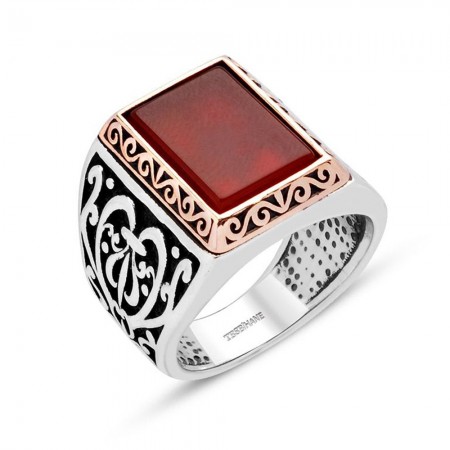 925 Ayar Gümüş Özel Model Akik Yüzük - Tesbihane