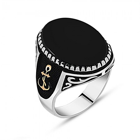 925 Ayar Gümüş Özel Tasarım Oniks Taşlı Yüzük - Tesbihane