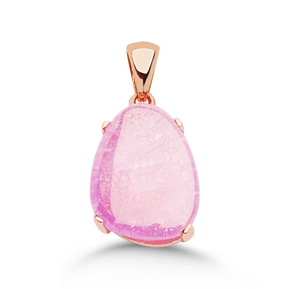 925 Ayar Gümüş Pembe Kolye - 1