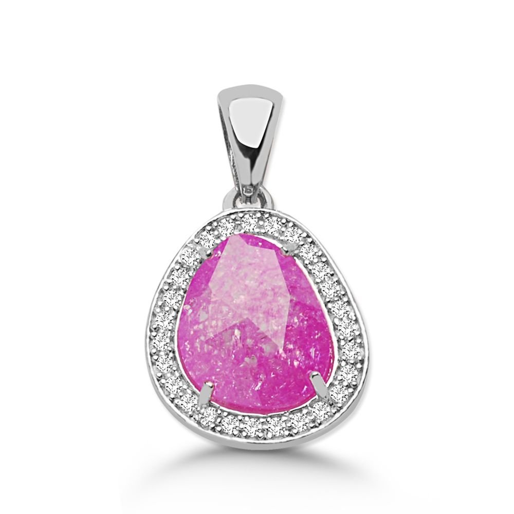 925 Ayar Gümüş Pembe Kolye - 1