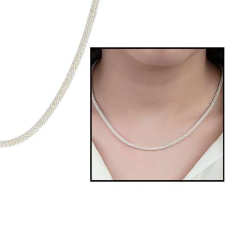 925 Ayar Gümüş Popcorn Bayan Zincir Kolye - Tesbihane