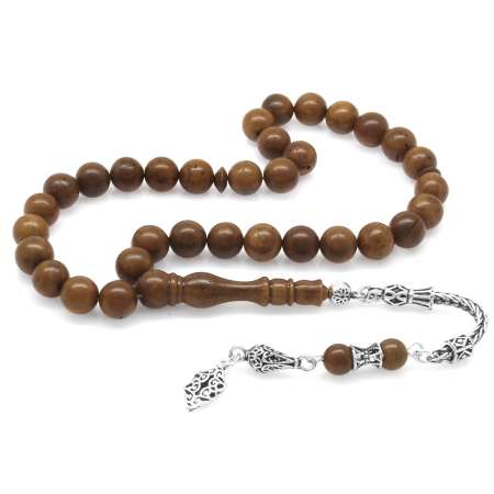 925 Ayar Gümüş Püsküllü Açık Renk Küre Kesim Kuka Tesbih - Tesbihane