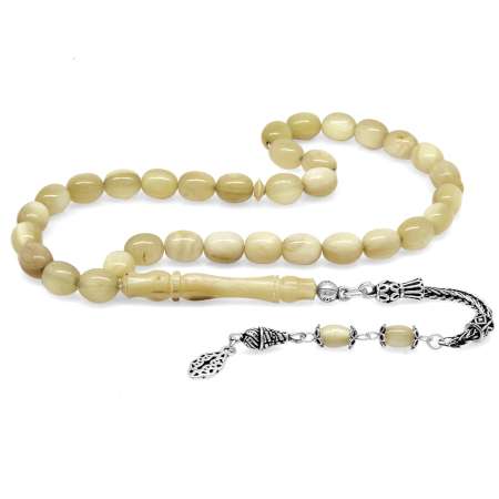 925 Ayar Gümüş Püsküllü Kapsül Kesim Koç Boynuzu Tesbih - Tesbihane