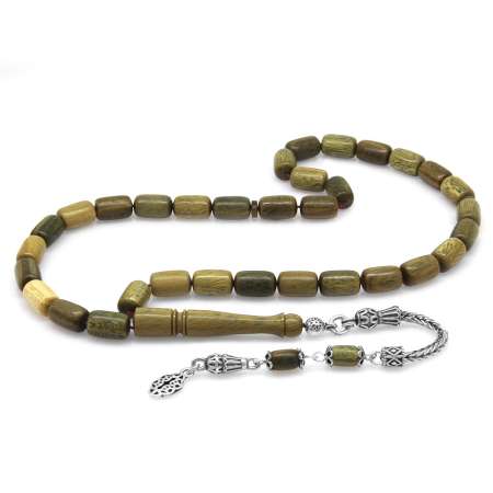 925 Ayar Gümüş Püsküllü Kapsül Kesim Pelesenk Tesbih - Tesbihane