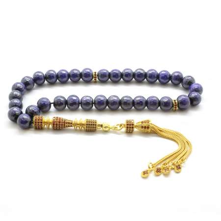 925 Ayar Gümüş Püsküllü Kırmızı Zirkon Taş İşlemeli His Taşı Tesbih - Tesbihane