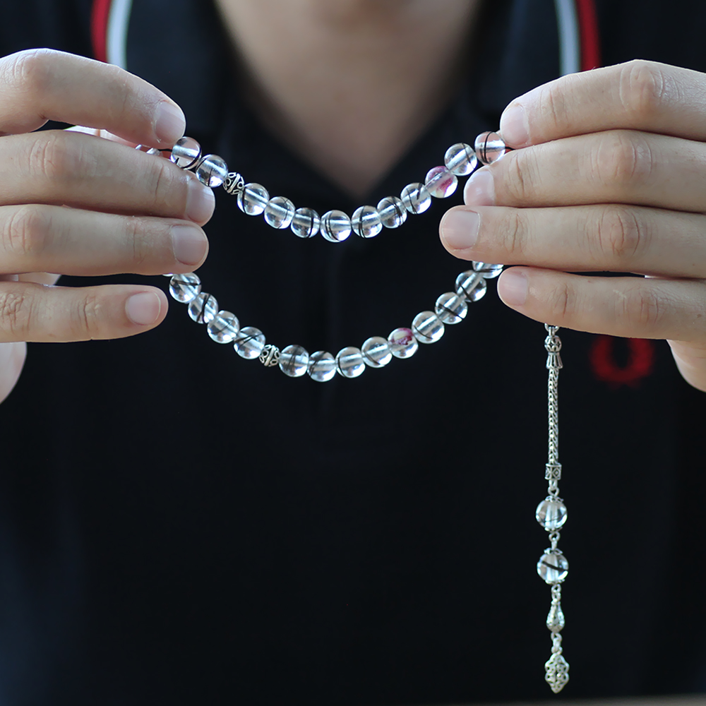 925 Ayar Gümüş Püsküllü Kişiye Özel Saç Teli İçerir Tesbih - 2