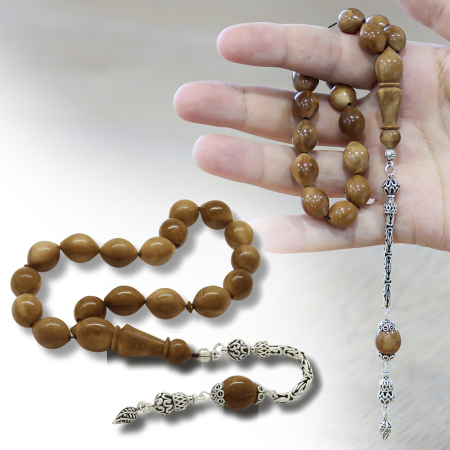 925 Ayar Gümüş Ayyıldız Püsküllü Arpa Kesim Kuka Efe Tesbih - Tesbihane