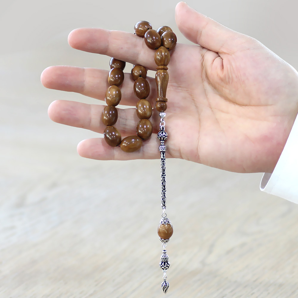 925 Ayar Gümüş Kral Püsküllü Arpa Kesim Kuka Efe Tesbih - 3