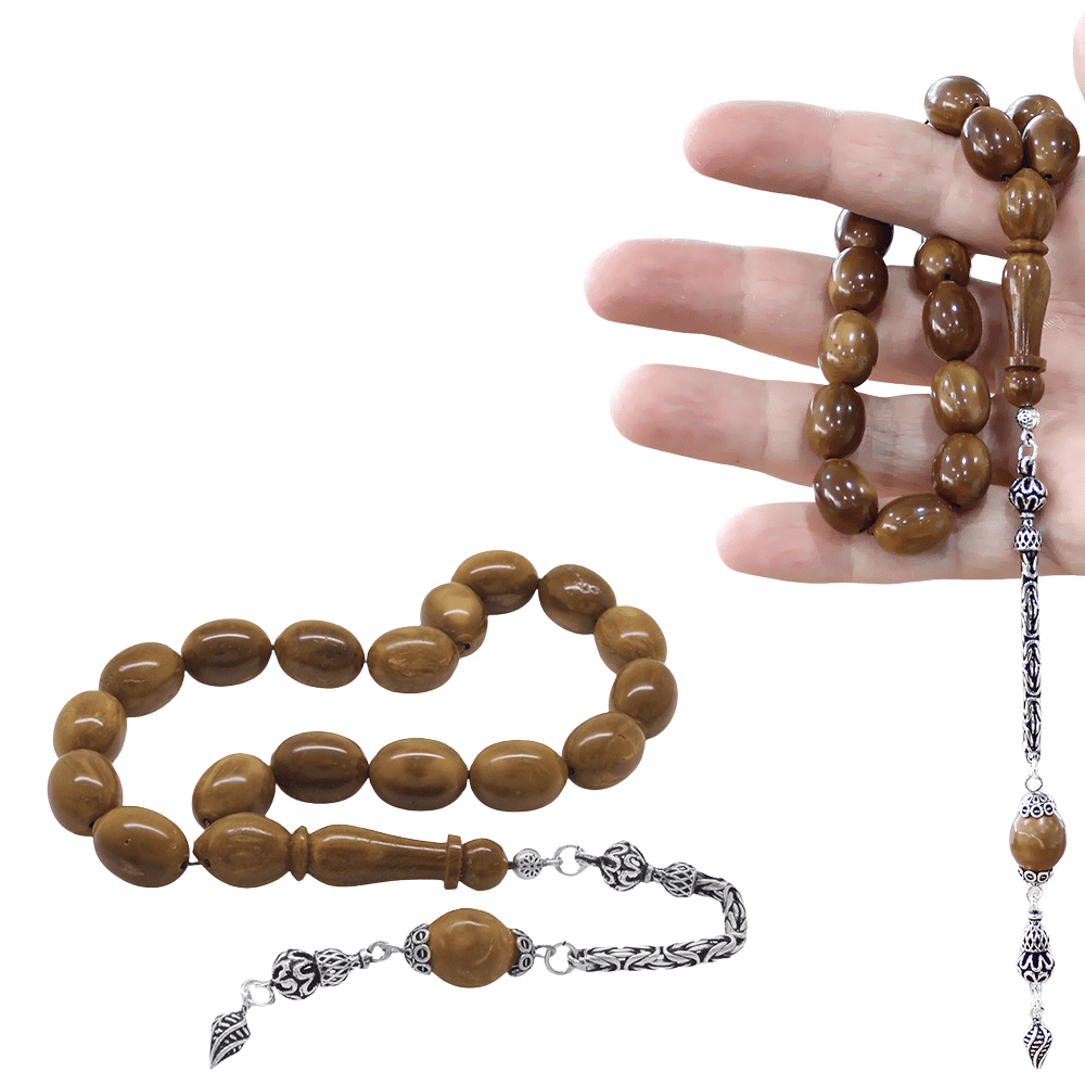 925 Ayar Gümüş Kral Püsküllü Arpa Kesim Kuka Efe Tesbih - 1