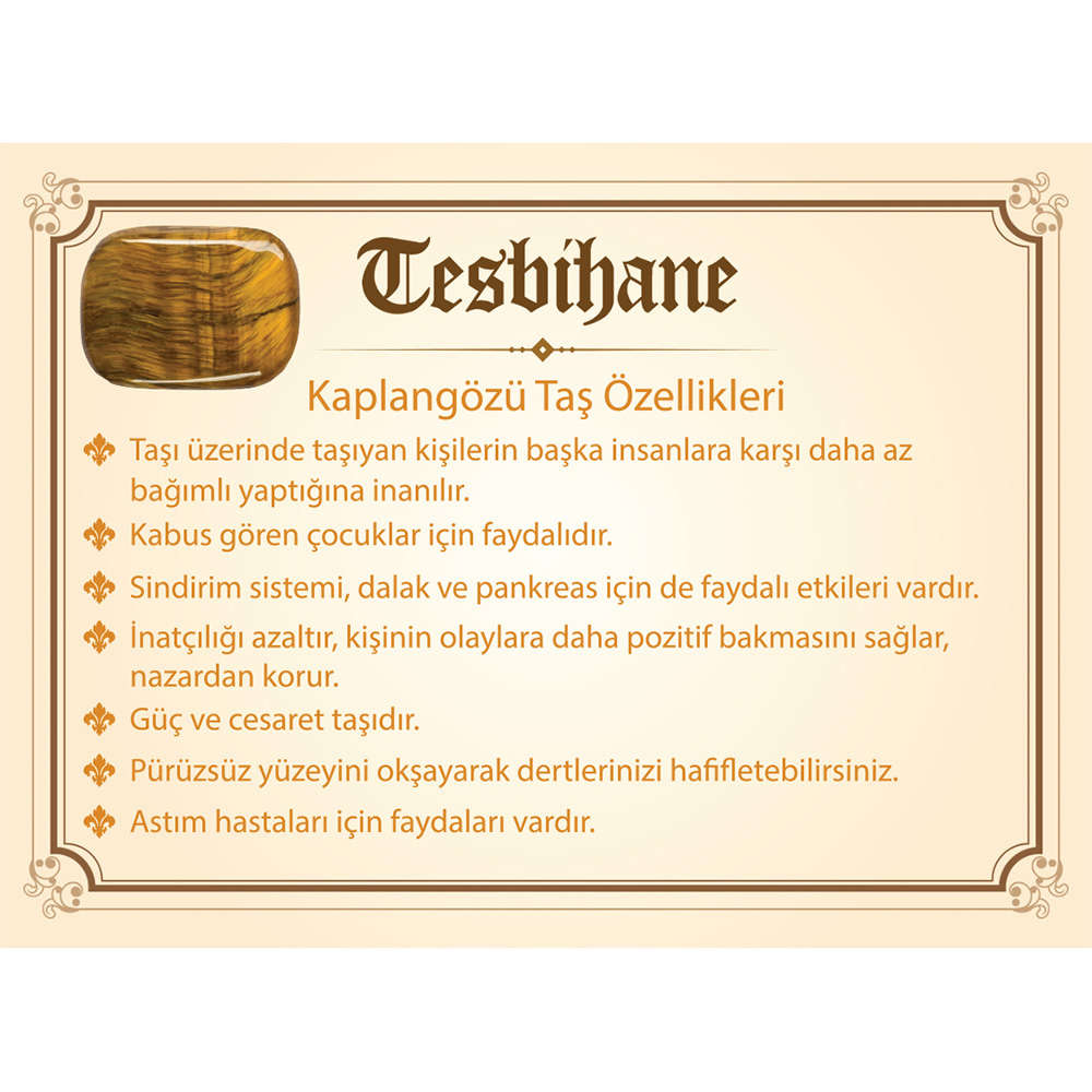 925 Ayar Gümüş Püsküllü Küre Kesim Bonibon Kaplangözü Doğaltaş Tesbih - 2