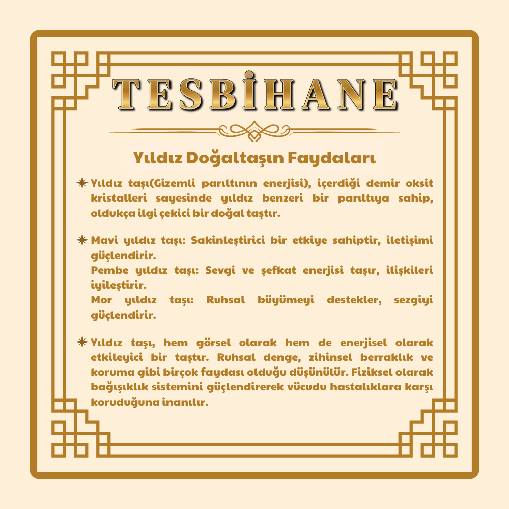 925 Ayar Gümüş Püsküllü Küre Kesim Yeşil Yıldız Taşı Doğaltaş Tesbih - 3