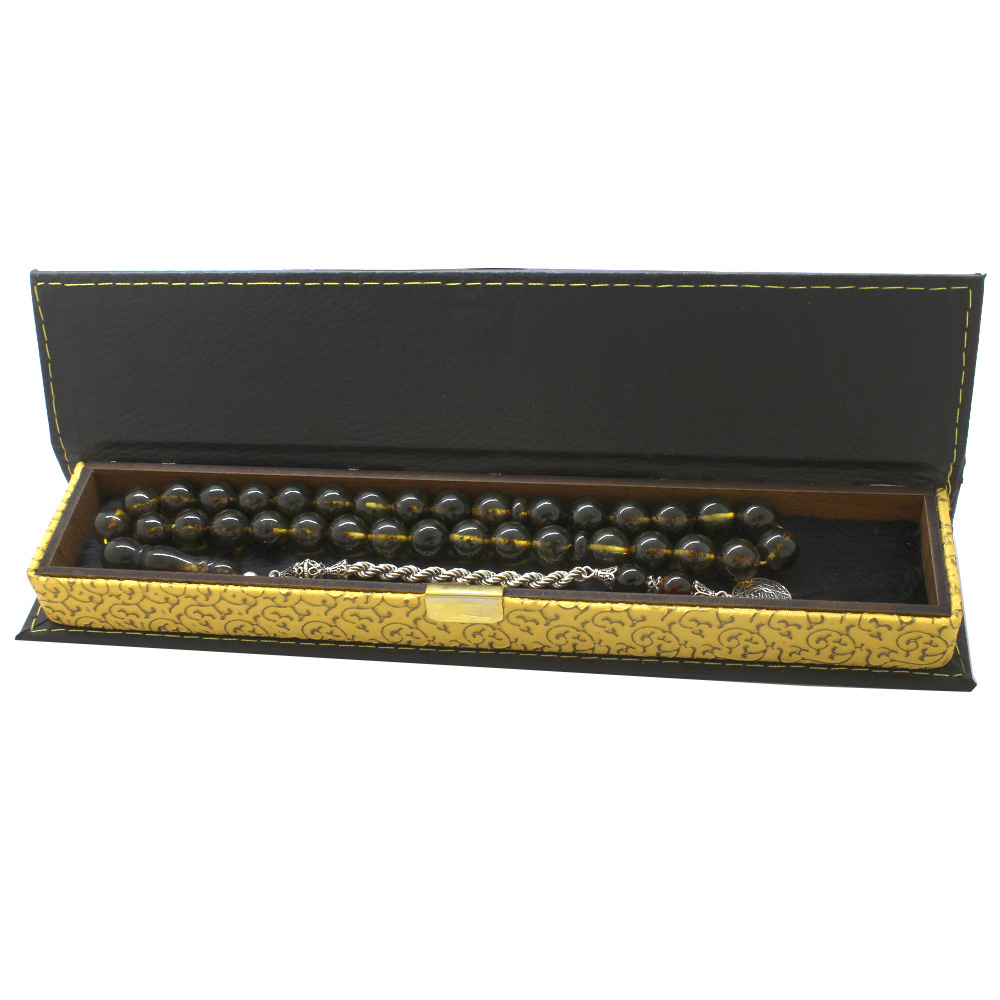 925 Ayar Gümüş Püsküllü Küre Kesim Yoğun Fosilli Sarı Damla Kehribar Tesbih - 3